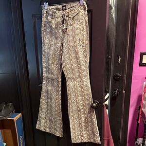 BDG Beige Patterned Flare Jeans